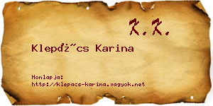 Klepács Karina névjegykártya